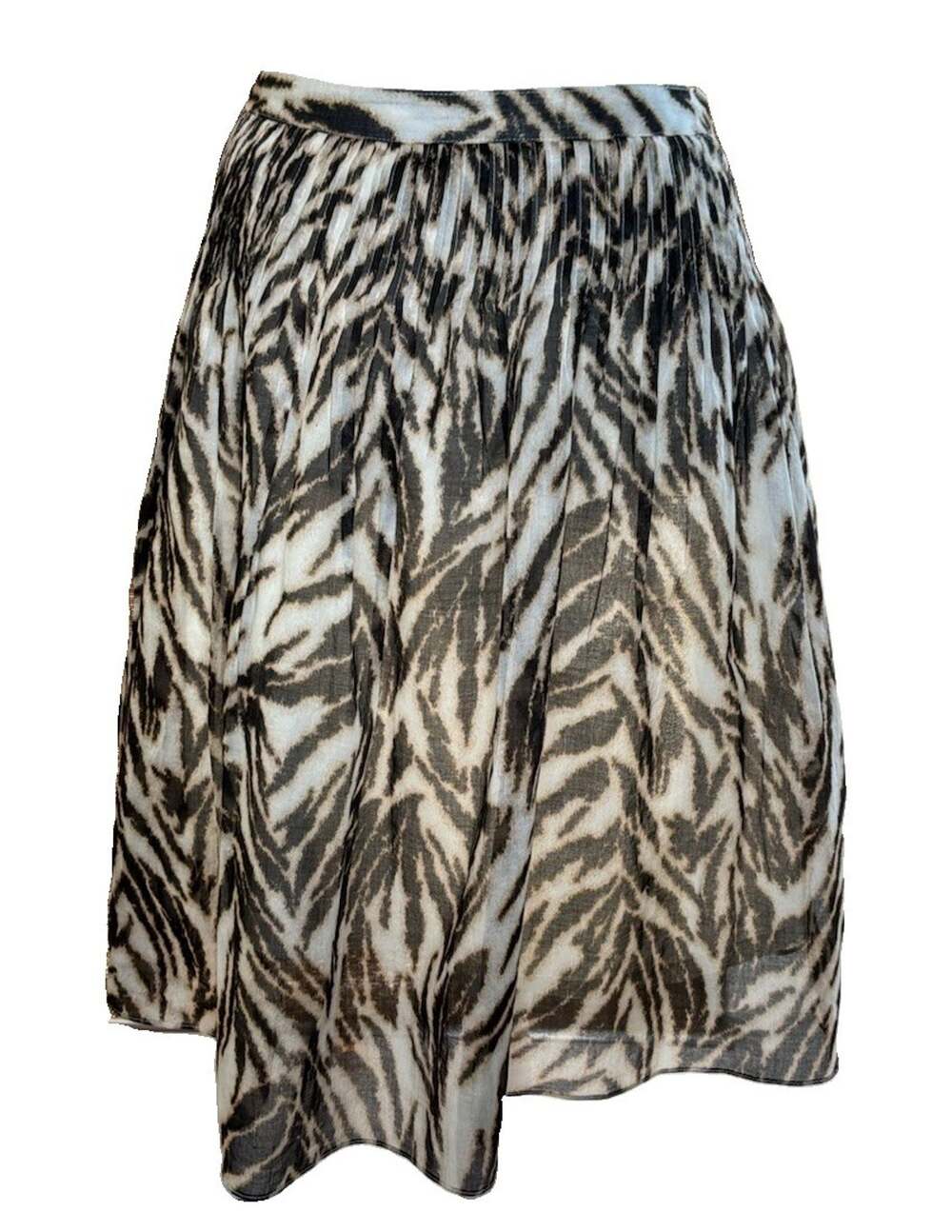 Talbots 4P Zebra Animal Print Skirt 100% Cotton Pintuck A-Line Lined Petite